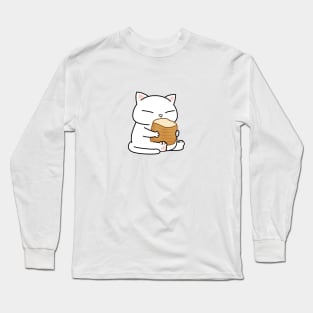 White Chubby Cat Toast Long Sleeve T-Shirt